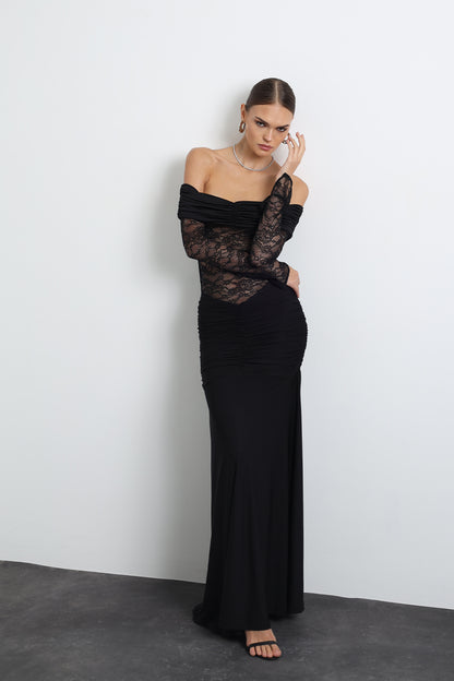 Marne Lace Maxi Black Dress
