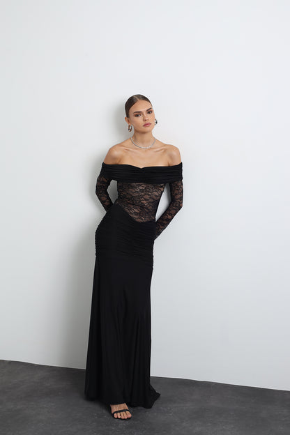 Marne Lace Maxi Black Dress