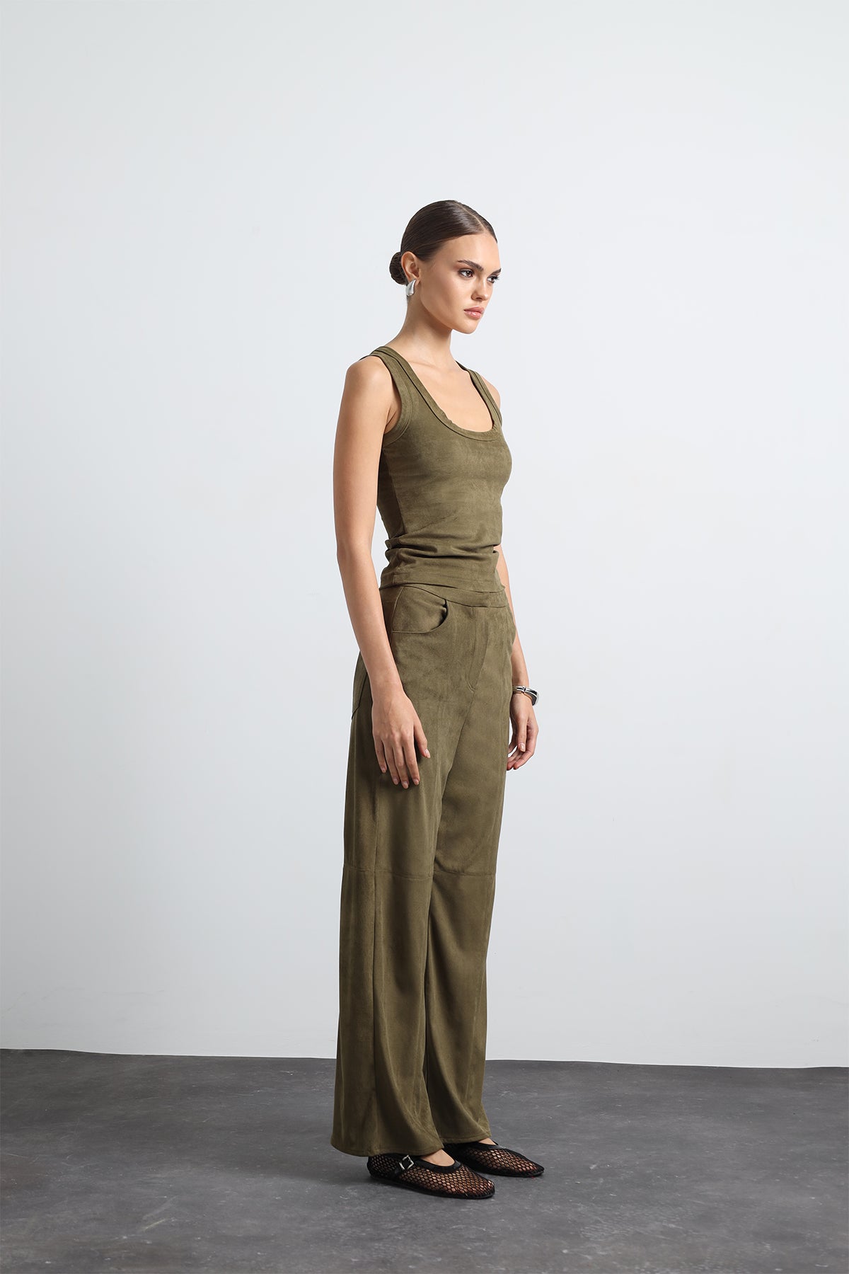 Olvenne Green Suede Pants