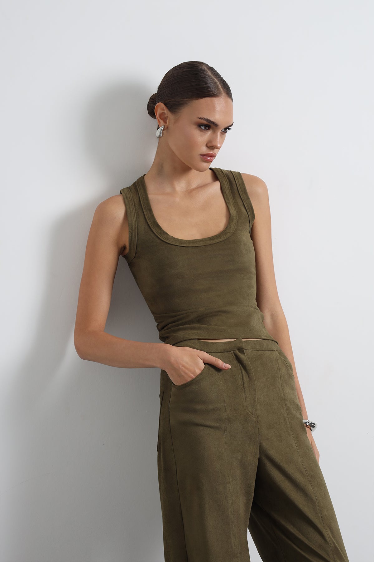 Orrea Green Suede Tank Top