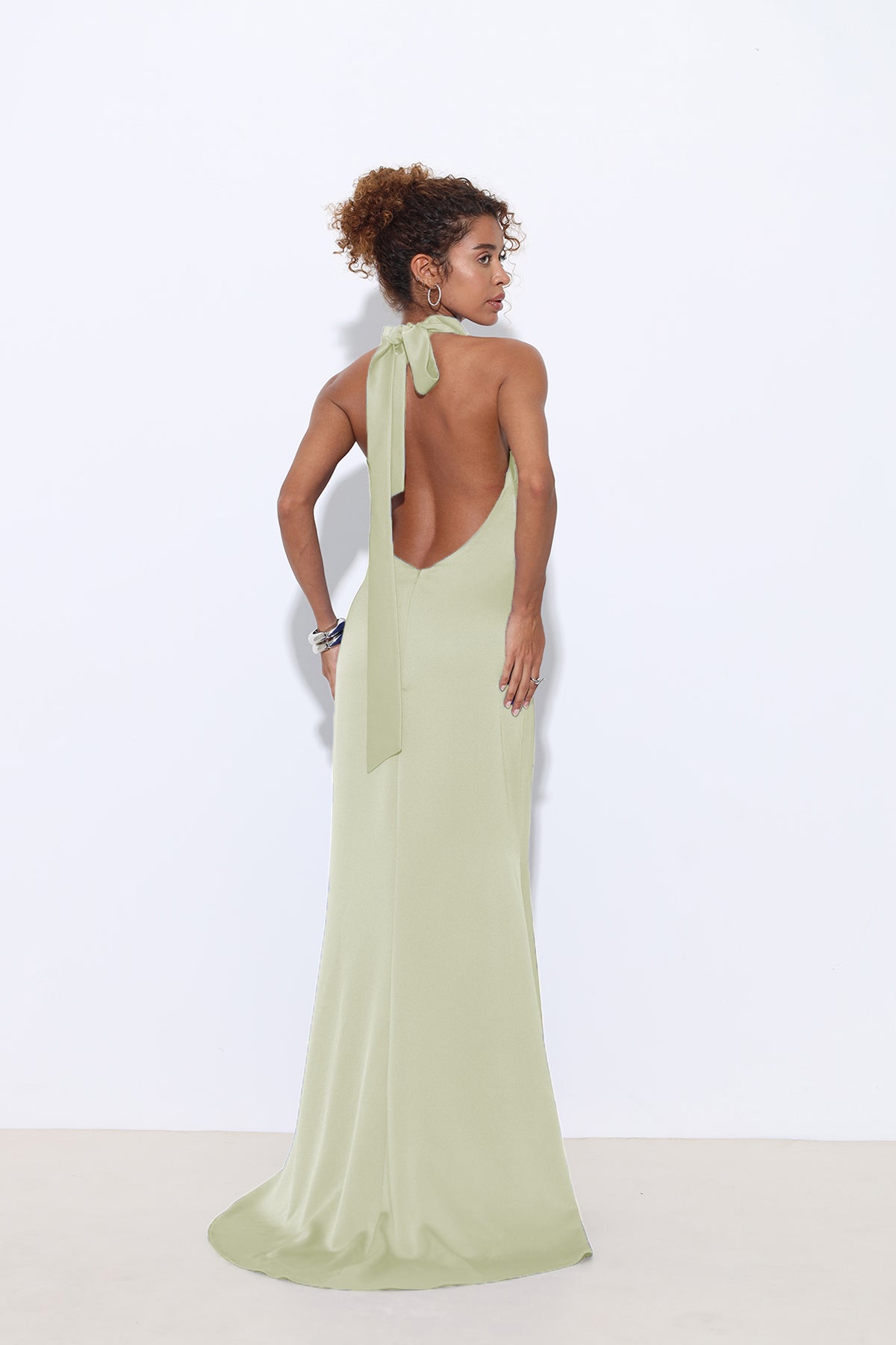 Halley Halter Neck Green Maxi Dress