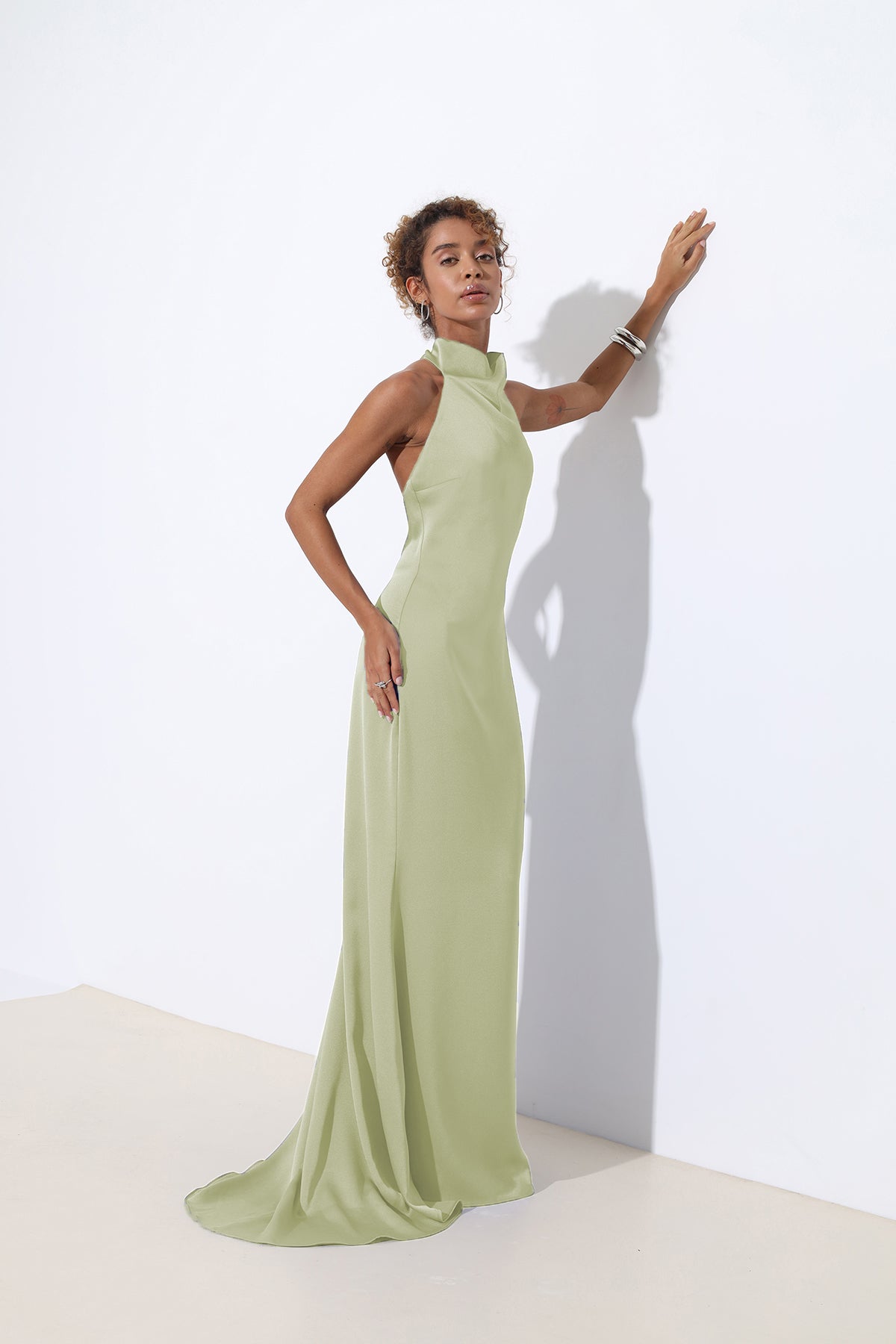 Halley Halter Neck Green Maxi Dress