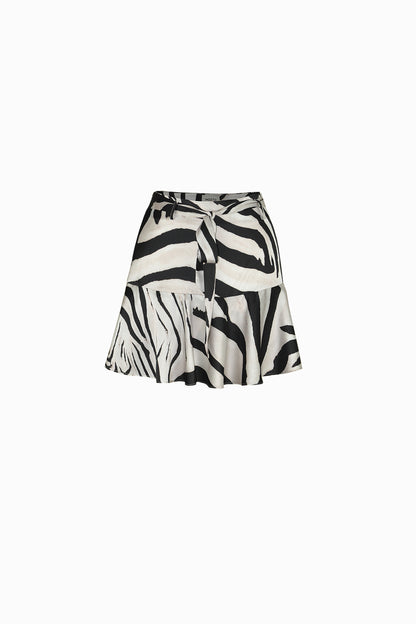 Ivory Zebra Desenli Mini Etek