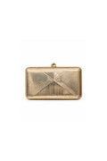 Zena Gold Geometric Detailed Metal Clutch Bag