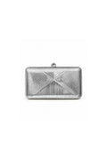 Zena Gümüş Renk Geometrik Detaylı Metal Clutch Çanta